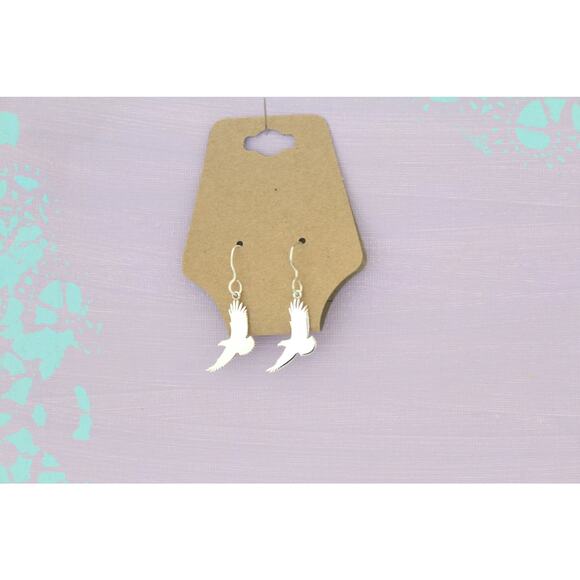 Sterling Silver Flying Eagle Earrings, Flying Eagle Earrings - Picture 3 of 4